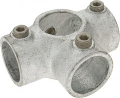 Kee - 1-1/4" Pipe, Side Outlet Tee, Malleable Iron Tee Pipe Rail Fitting - Galvanized Finish - USA Tool & Supply