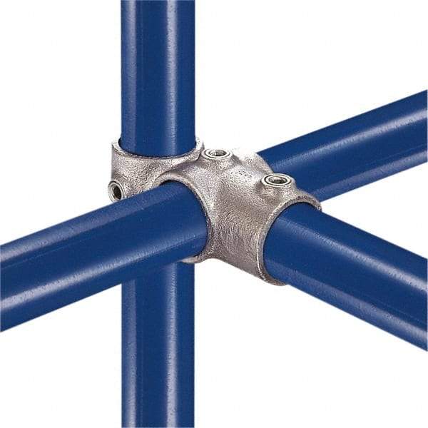 Kee - 1-1/4" Pipe, Socket Tee & Crossover, Malleable Iron Tee & Crossover Pipe Rail Fitting - Galvanized Finish - USA Tool & Supply