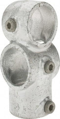 Kee - 1-1/2" Pipe, Socket Tee & Crossover, Malleable Iron Tee & Crossover Pipe Rail Fitting - Galvanized Finish - USA Tool & Supply