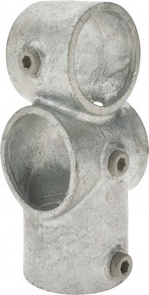 Kee - 2" Pipe, Socket Tee & Crossover, Malleable Iron Tee & Crossover Pipe Rail Fitting - Galvanized Finish - USA Tool & Supply
