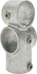 Kee - 2" Pipe, Socket Tee & Crossover, Malleable Iron Tee & Crossover Pipe Rail Fitting - Galvanized Finish - USA Tool & Supply