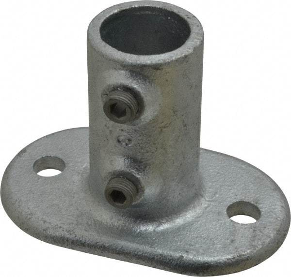 Kee - 1" Pipe, Railing Flange, Malleable Iron Flange Pipe Rail Fitting - Galvanized Finish - USA Tool & Supply