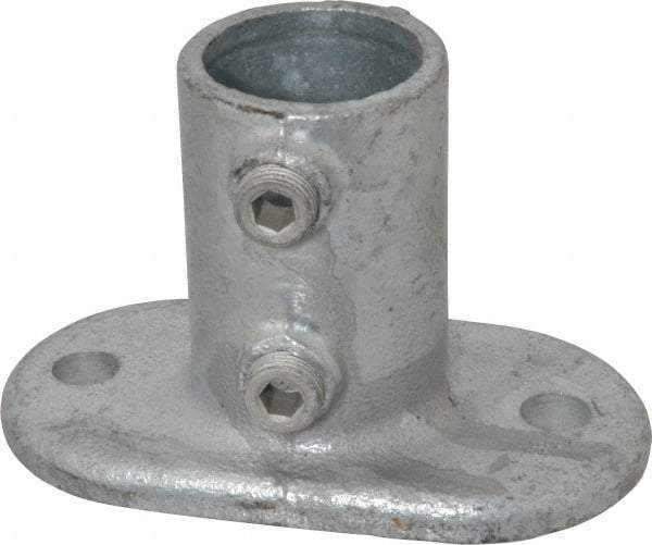 Kee - 1-1/4" Pipe, Railing Flange, Malleable Iron Flange Pipe Rail Fitting - Galvanized Finish - USA Tool & Supply