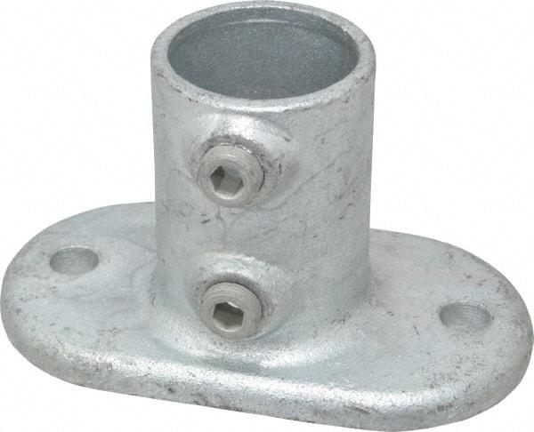Kee - 1-1/2" Pipe, Railing Flange, Malleable Iron Flange Pipe Rail Fitting - Galvanized Finish - USA Tool & Supply