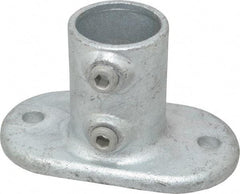 Kee - 1-1/2" Pipe, Railing Flange, Malleable Iron Flange Pipe Rail Fitting - Galvanized Finish - USA Tool & Supply