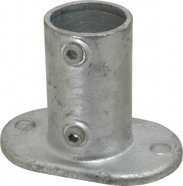 Kee - 2" Pipe, Railing Flange, Malleable Iron Flange Pipe Rail Fitting - Galvanized Finish - USA Tool & Supply