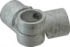 Kee - 1" Pipe, Adjustable Side Outlet Tee, Malleable Iron Tee Pipe Rail Fitting - Galvanized Finish - USA Tool & Supply