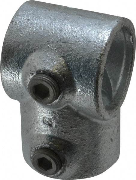 Kee - 1-1/4" Pipe, Single Socket Tee, Malleable Iron Tee Pipe Rail Fitting - Galvanized Finish - USA Tool & Supply