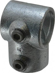 Kee - 1-1/4" Pipe, Single Socket Tee, Malleable Iron Tee Pipe Rail Fitting - Galvanized Finish - USA Tool & Supply
