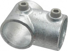 Kee - 1-1/2" Pipe, Single Socket Tee, Malleable Iron Tee Pipe Rail Fitting - Galvanized Finish - USA Tool & Supply