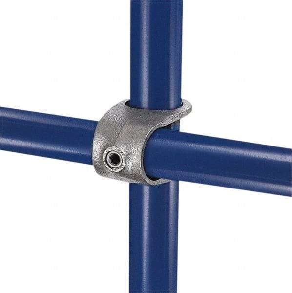 Kee - 3/4" Pipe, Clamp-On Crossover, Malleable Iron Cross Pipe Rail Fitting - Galvanized Finish - USA Tool & Supply
