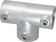 Kee - 1-1/2" Pipe, 90° Three Socket Tee, Malleable Iron Tee Pipe Rail Fitting - Galvanized Finish - USA Tool & Supply