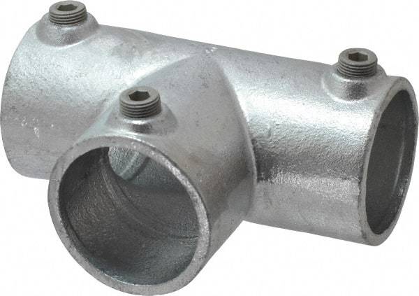 Kee - 2" Pipe, 90° Three Socket Tee, Malleable Iron Tee Pipe Rail Fitting - Galvanized Finish - USA Tool & Supply