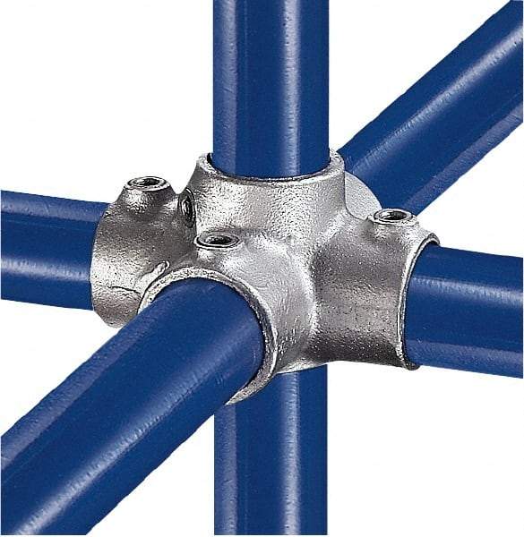 Kee - 1-1/4" Pipe, Four Socket Cross, Malleable Iron Cross Pipe Rail Fitting - Galvanized Finish - USA Tool & Supply