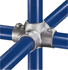 Kee - 1-1/4" Pipe, Four Socket Cross, Malleable Iron Cross Pipe Rail Fitting - Galvanized Finish - USA Tool & Supply