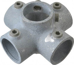 Kee - 1-1/2" Pipe, Four Socket Cross, Malleable Iron Cross Pipe Rail Fitting - Galvanized Finish - USA Tool & Supply