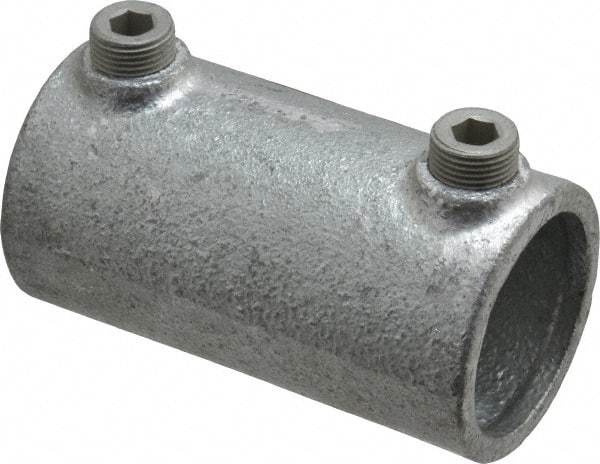 Kee - 1-1/4" Pipe, Malleable Iron Straight Coupling Pipe Rail Fitting - Galvanized Finish - USA Tool & Supply
