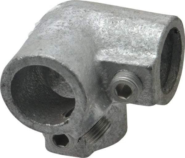 Kee - 3/4" Pipe, Side Outlet Elbow, Malleable Iron Elbow Pipe Rail Fitting - Galvanized Finish - USA Tool & Supply