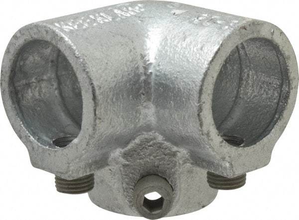 Kee - 1" Pipe, Side Outlet Elbow, Malleable Iron Elbow Pipe Rail Fitting - Galvanized Finish - USA Tool & Supply