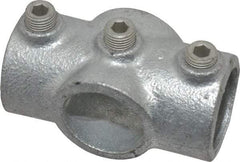Kee - 1" Pipe, Two Socket Cross, Malleable Iron Cross Pipe Rail Fitting - Galvanized Finish - USA Tool & Supply