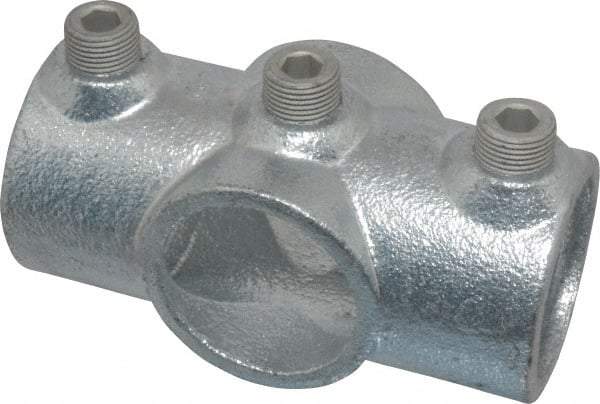 Kee - 1-1/4" Pipe, Two Socket Cross, Malleable Iron Cross Pipe Rail Fitting - Galvanized Finish - USA Tool & Supply