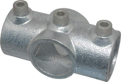 Kee - 1-1/4" Pipe, Two Socket Cross, Malleable Iron Cross Pipe Rail Fitting - Galvanized Finish - USA Tool & Supply