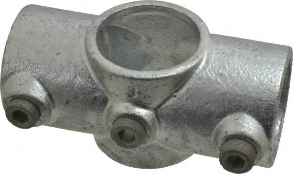 Kee - 1-1/2" Pipe, Two Socket Cross, Malleable Iron Cross Pipe Rail Fitting - Galvanized Finish - USA Tool & Supply