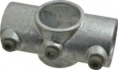 Kee - 1-1/2" Pipe, Two Socket Cross, Malleable Iron Cross Pipe Rail Fitting - Galvanized Finish - USA Tool & Supply