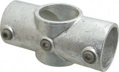 Kee - 2" Pipe, Two Socket Cross, Malleable Iron Cross Pipe Rail Fitting - Galvanized Finish - USA Tool & Supply