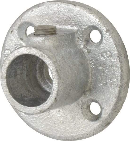 Kee - 3/4" Pipe, Medium Flange, Malleable Iron Flange Pipe Rail Fitting - Galvanized Finish - USA Tool & Supply