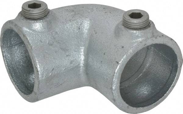 Kee - 1-1/4" Pipe, 90° Elbow, Malleable Iron Elbow Pipe Rail Fitting - Galvanized Finish - USA Tool & Supply