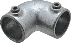 Kee - 1-1/2" Pipe, 90° Elbow, Malleable Iron Elbow Pipe Rail Fitting - Galvanized Finish - USA Tool & Supply