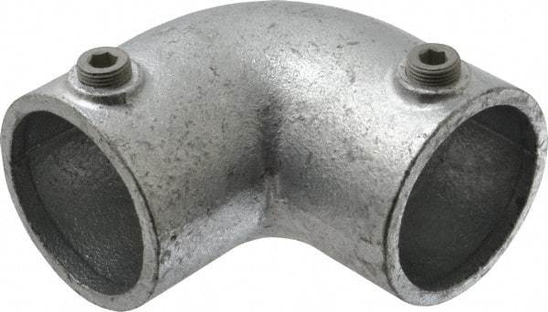 Kee - 2" Pipe, 90° Elbow, Malleable Iron Elbow Pipe Rail Fitting - Galvanized Finish - USA Tool & Supply