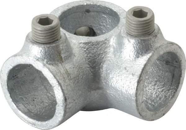Kee - 3/4" Pipe, Side Outlet Tee, Malleable Iron Tee Pipe Rail Fitting - Galvanized Finish - USA Tool & Supply