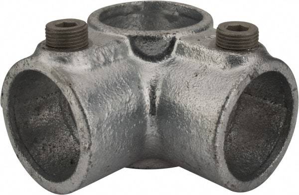 Kee - 1-1/4" Pipe, Side Outlet Tee, Malleable Iron Tee Pipe Rail Fitting - Galvanized Finish - USA Tool & Supply