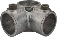 Kee - 1-1/4" Pipe, Side Outlet Tee, Malleable Iron Tee Pipe Rail Fitting - Galvanized Finish - USA Tool & Supply
