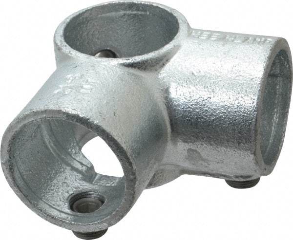 Kee - 1-1/2" Pipe, Side Outlet Tee, Malleable Iron Tee Pipe Rail Fitting - Galvanized Finish - USA Tool & Supply