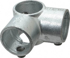 Kee - 1-1/2" Pipe, Side Outlet Tee, Malleable Iron Tee Pipe Rail Fitting - Galvanized Finish - USA Tool & Supply