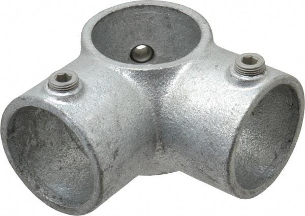 Kee - 2" Pipe, 90° Two Socket Tee, Malleable Iron Tee Pipe Rail Fitting - Galvanized Finish - USA Tool & Supply