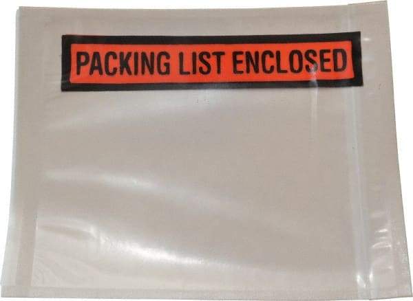 Nifty Products - 1,000 Piece, 5-1/2" Long x 4-1/2" Wide, Envelope - Packing List Enclosed, Clear - USA Tool & Supply