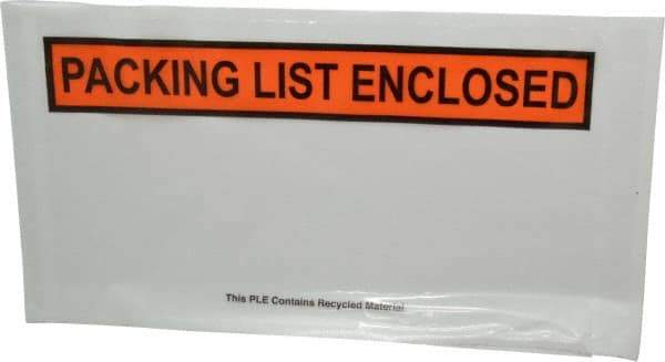 Nifty Products - 1,000 Piece, 10" Long x 5-1/2" Wide, Envelope - Packing List Enclosed, Clear - USA Tool & Supply