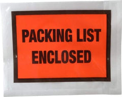 Nifty Products - 1,000 Piece, 5-1/2" Long x 4-1/2" Wide, Envelope - Packing List Enclosed, Orange Full Faced - USA Tool & Supply
