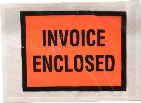 Nifty Products - 1,000 Piece, 5-1/2" Long x 4-1/2" Wide, Envelope - Invoice Enclosed, Orange Full Faced - USA Tool & Supply