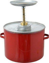 Eagle - 4 Quart Capacity, 10-3/4 Inch High x 8 Inch Diameter, Galvanized Steel Plunger Can - 5-1/4 Inch Dasher Diameter, Red, Approval Listing/Regulation FM - USA Tool & Supply