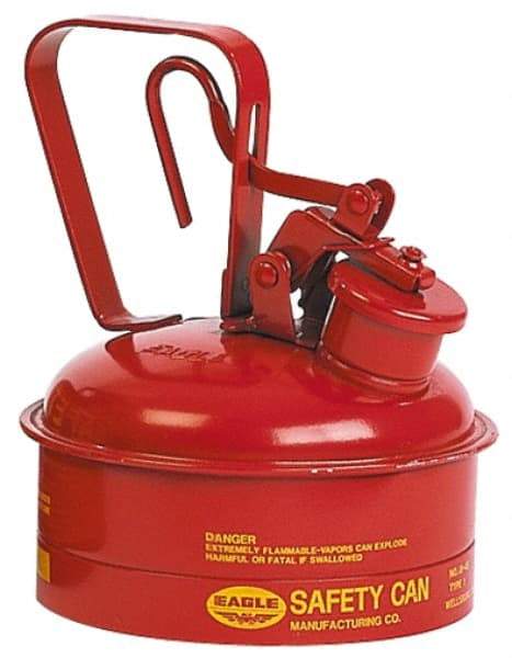 Eagle - 2 Qt Galvanized Steel Type I Safety Can - 8-3/4" High x 6-3/4" Diam, Red with Yellow - USA Tool & Supply