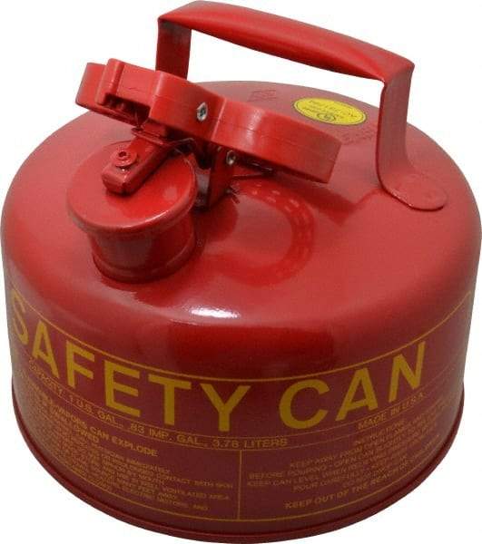 Eagle - 1 Gal Galvanized Steel Type I Safety Can - 10" High x 9" Diam, Red with Yellow - USA Tool & Supply