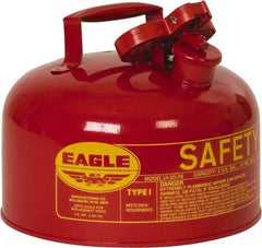 Eagle - 2 Gal Galvanized Steel Type I Safety Can - 9-1/2" High x 11-1/4" Diam, Red with Yellow - USA Tool & Supply