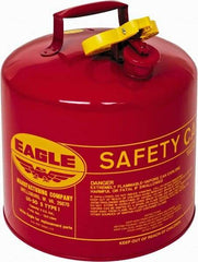 Eagle - 5 Gal Galvanized Steel Type I Safety Can - 13-1/2" High x 12-1/2" Diam, Red with Yellow - USA Tool & Supply