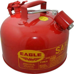 Eagle - 2 Gal Galvanized Steel Type II Safety Can - 9-1/2" High x 11-1/4" Diam, Red with Yellow - USA Tool & Supply