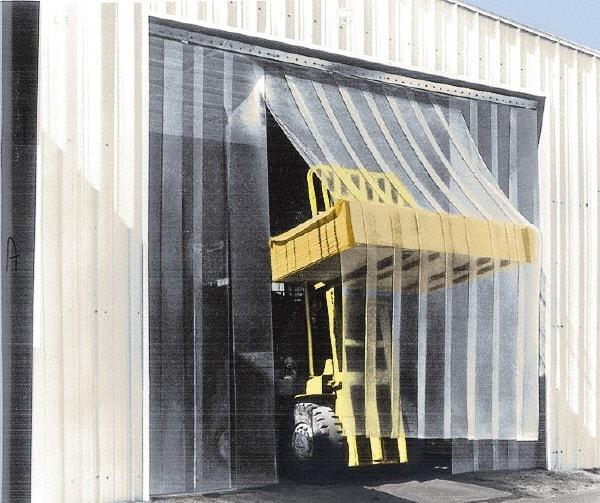 Aleco - 9' Door Width x 9' Door Height Vinyl Smooth Antistatic Strip Door Kit - 12" Strip Width x 1/8" Strip Thickness, Clear, 66% Overlap - USA Tool & Supply